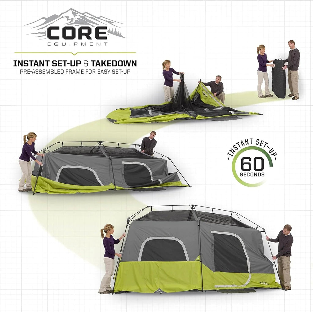 CORE 9 Person Instant Cabin Tent, 14 ft x 9 ft, Green - 40008