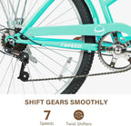 WEIZE 26 Inch 7-Speed High-Carbon Steel Beach Cruiser Bike