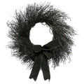 My Texas House Halloween Black Twig Wreath with Bow, 24"