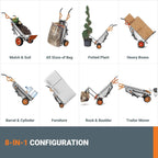 Worx 8-in-1 Aerocart Metal Garden Cart, Wheelbarrow And Dolly, Orange, Black And Silver - WG050