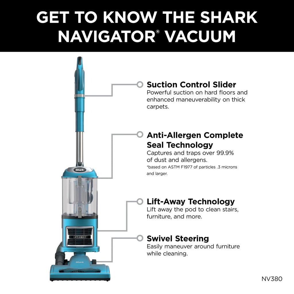 Shark Navigator Lift-Away Upright Vacuum, Bagless, Blue - NV380