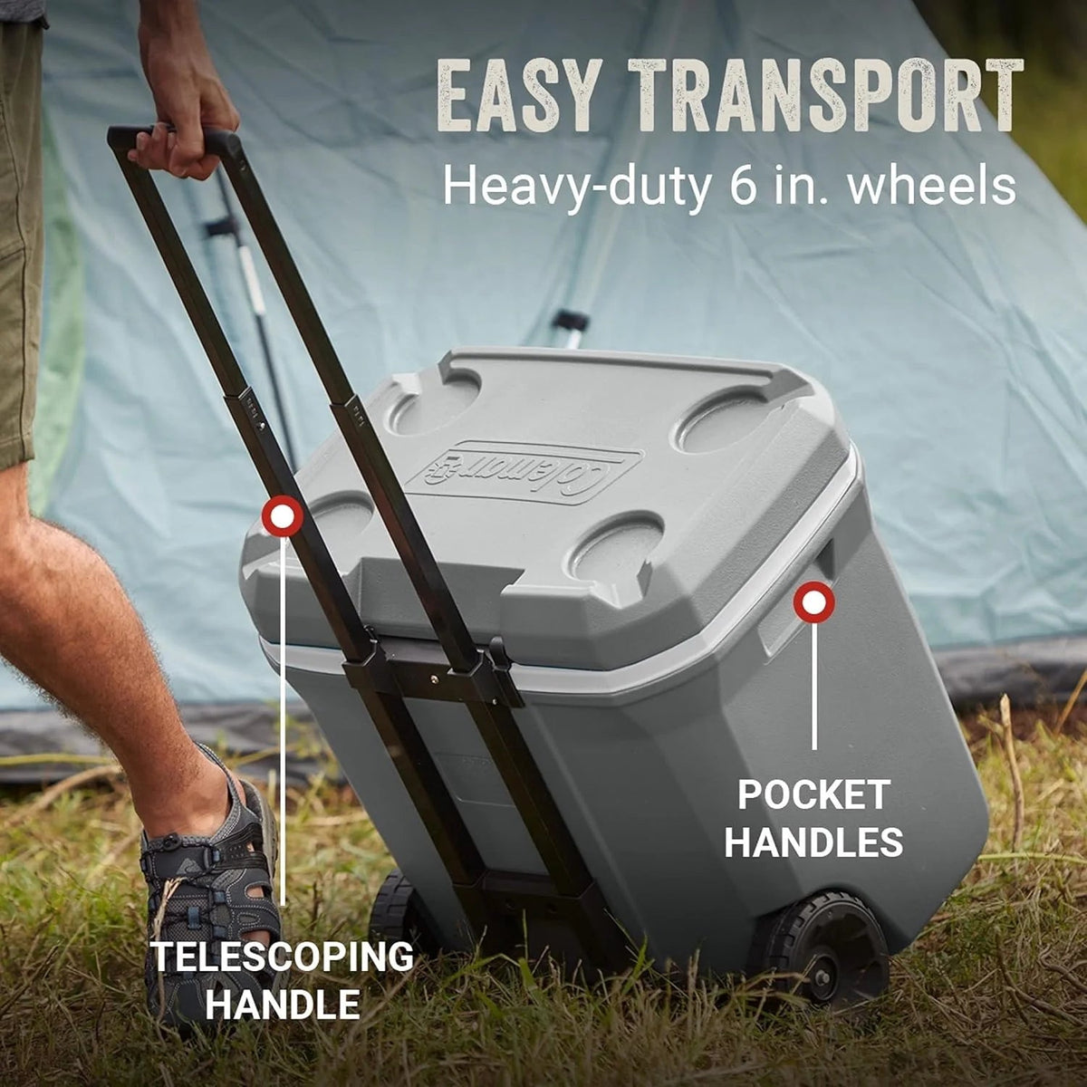 Coleman Classic Series Insulated Wheeled Cooler, 100-Quart, Rock Grey - Wheeled
