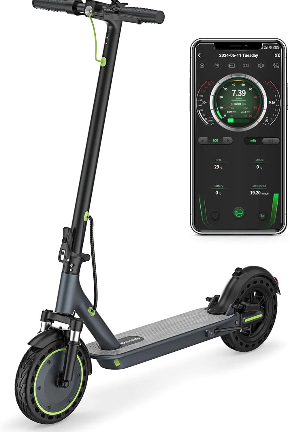 Roinside Electric Scooter, 8.5 in Solid Tires, 350W Motor, Up To 19 MPH, 21-23 Miles - UP12 Plus