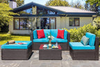 5-Piece All-Weather Wicker Patio Conversation Set With Ottoman And Cushions