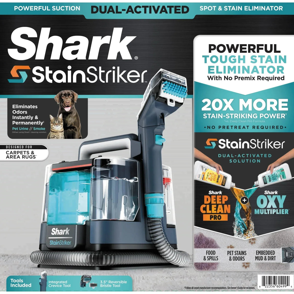Shark StainStriker Portable Carpet And Upholstery Cleaner With 2 Tools, 6oz And 12oz Formulas - PX200 Navy/White