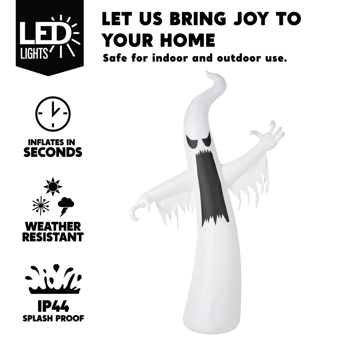 Joyfy 12ft Halloween Ghost Inflatable, Giant Ghosts inflatables with Build-in LEDs Outdoor Decorations, Blow Ups Halloween Yard Inflatables