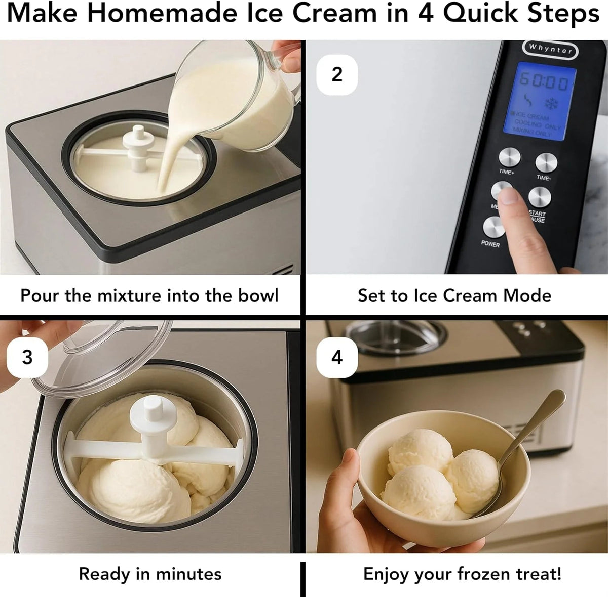 Whynter Rolled Ice Cream Maker With Compressor, 0.5-Quart Stainless Steel - ICR-300SS