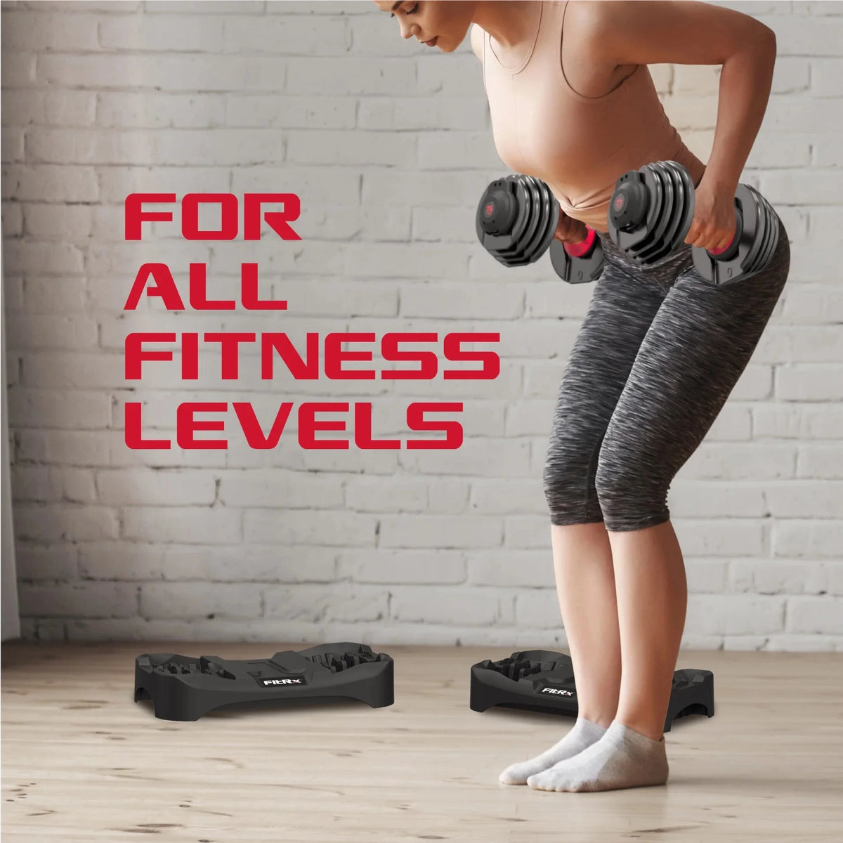 FitRx SmartBell Adjustable Dumbbell Set, 2-Pack, 25lb, 9-in-1 Quick-Select Weights, 2.5lb Increments