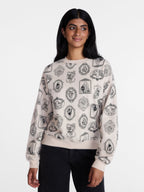 Ghost Frame Women's Halloween Graphic Crew Pullover Sweatshirt