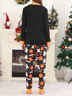 DAKIMOE Halloween Pajamas Family Matching Set Holiday Print Long Sleeve Jammies Loungewear PJs Set Sleepwear Adult Kids Men Women Toddler