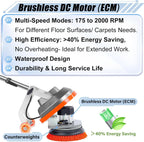 HHQ Commercial Orbital Floor Scrubber Buffer Polisher, 1.5 HP, 1100 Watts, 50-Foot Cord - Floor Scrubber-B
