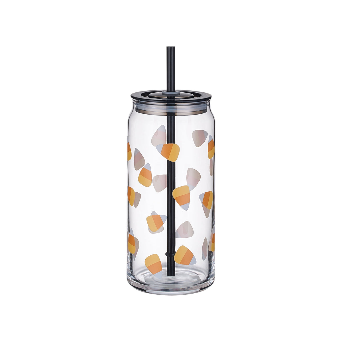 Way to Celebrate Halloween Candy Corn Glass Can Sipper Tumblers, 20 oz, 2-Pack