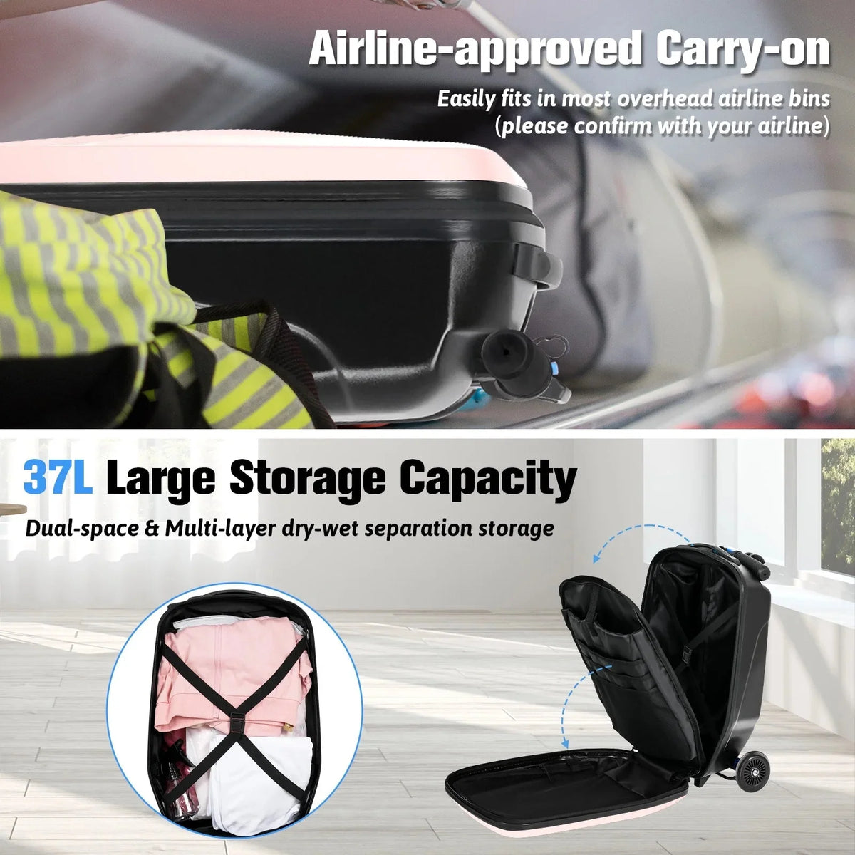 Advwin Scooter Luggage, 37 L, Pink