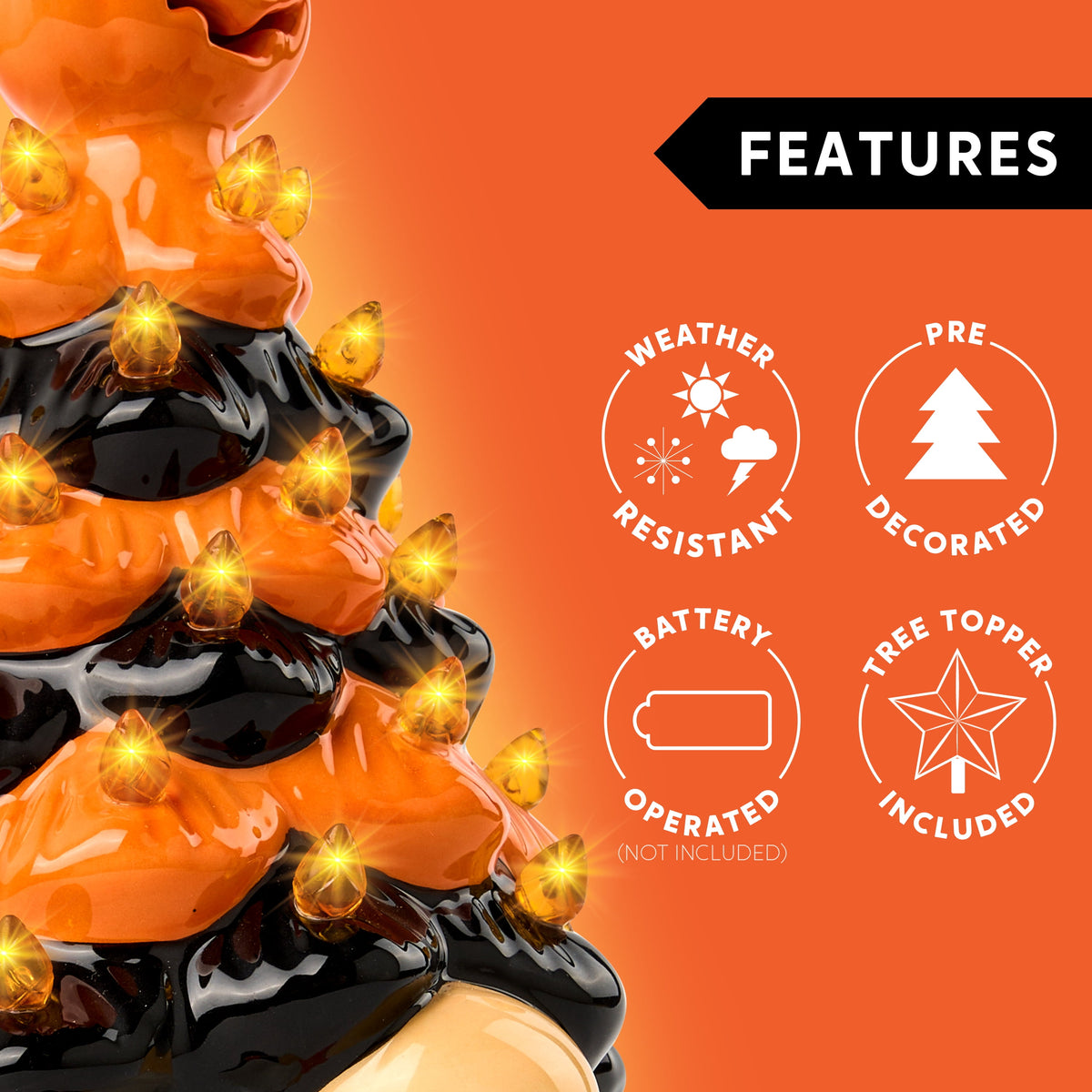 Joyfy 8.5 inch Halloween Decorations Ceramic Gnome Tree Decorations with Build-in LEDs, Light Up Pumpkin Table Decor Bedroom Indoor Centerpieces for Tables