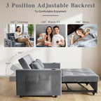 3-in-1 Pull-Out Sofa Bed With Charging Station, Cup Holder And Side Storage - 70in Grey