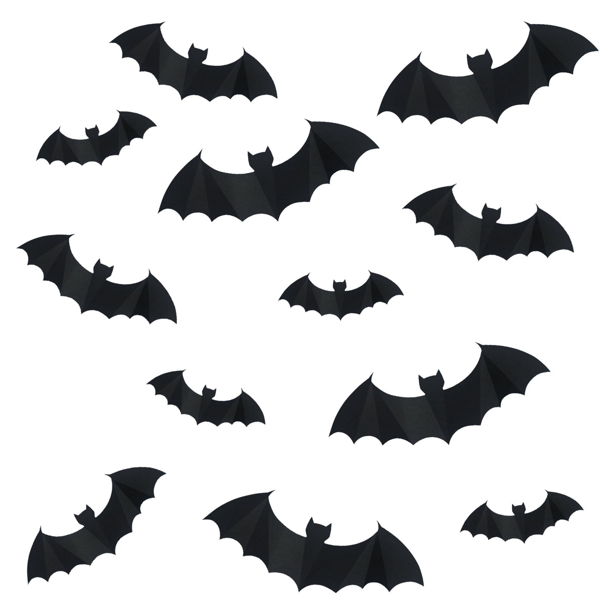 Paper Bat Wall Creatures Decoration, Black, 12 Pieces, Halloween by Way To Celebrate