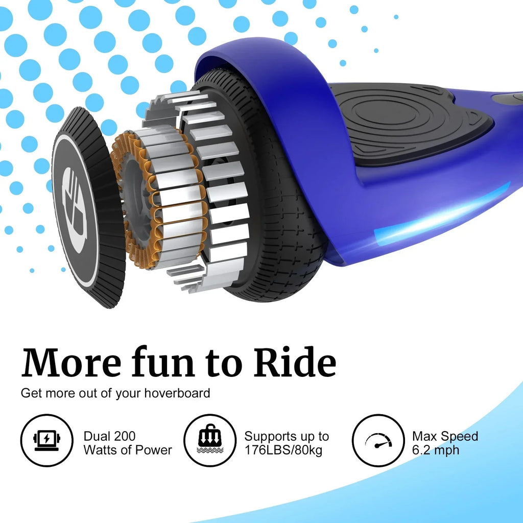 GOTRAX Hoverboard, 200W Motor, 6.5 inch LED Wheels, Blue - FX3