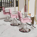 OmySalon Salon Chair With Hydraulic Pump, Pink, 360 Degree Swivel