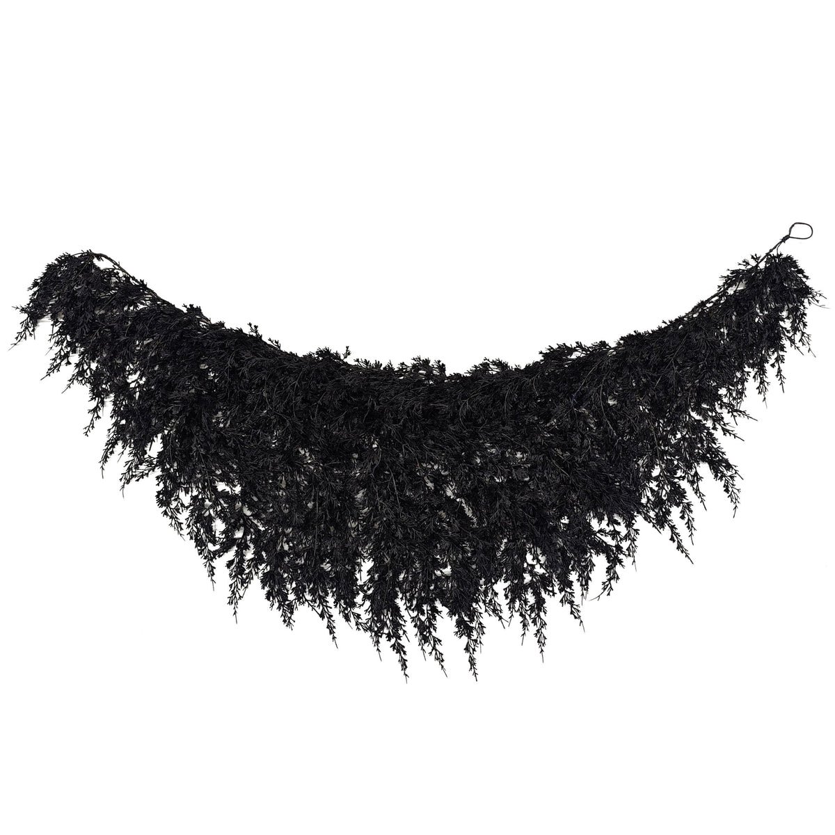 My Texas House Halloween Drapey Faux Cedar Garland, Black, 6'