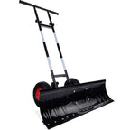 Best Choice Products 36in Galvanized Steel Blade Hand Snow Pusher With 2 Wheels, Adjustable Handle, Black