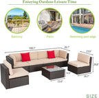 5-Piece All-Weather Wicker Patio Conversation Set With Ottoman And Cushions