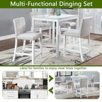 Modern 5-Piece Counter Height Dining Set With Square Table And 4 Upholstered Chairs