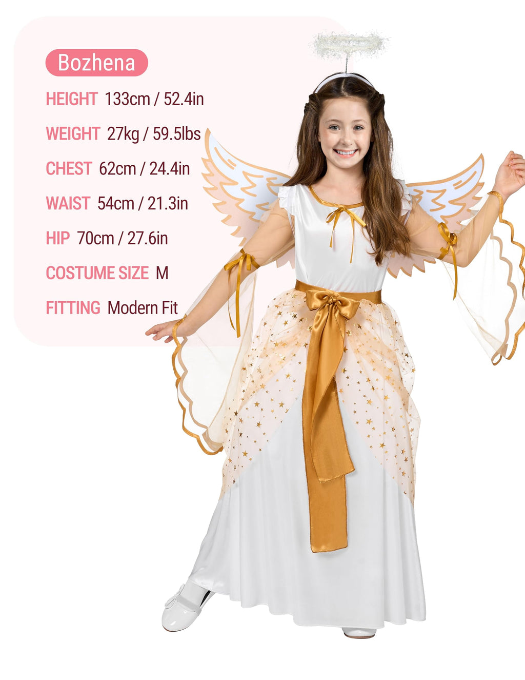 Joyfy Halloween Angel Costume for Girls, Angel Dress for Kids, Guardian Angel Set for Halloween Costumes Themed Party Cosplay