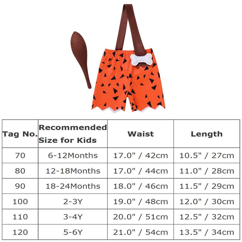 IBTOM CASTLE Kids Caveman Costume Historical Stone Age Birthday Outfits for Toddler Baby Boys Halloween Cosplay Dress up Party Photo Shoot 18-24 Months Orange - Boy