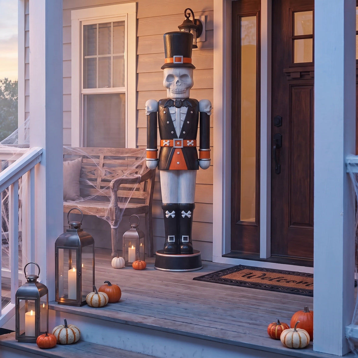 Giant Animated Skeleton Nutcracker Decoration, Black and Orange, 72", Halloween by Way To Celebrate