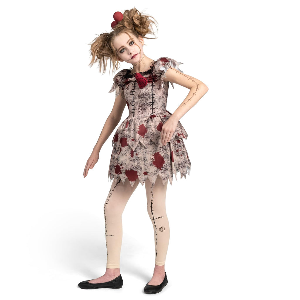 Joyfy Voodoo Costume for Girls, Voodoo Doll Dress Halloween Scary Costume for Kids Halloween Dress up Fancy Dress Cosplay Party