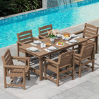 SERWALL 7-Piece HDPE Patio Dining Set, Aruba, 66.9in D x 32.2in W x 29.1in H