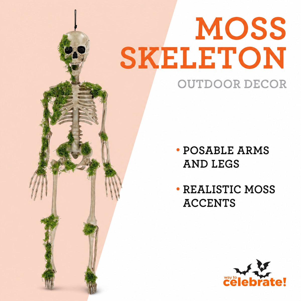 Moss Skeleton Decoration, Multicolor, 35.4", Halloween by Way To Celebrate
