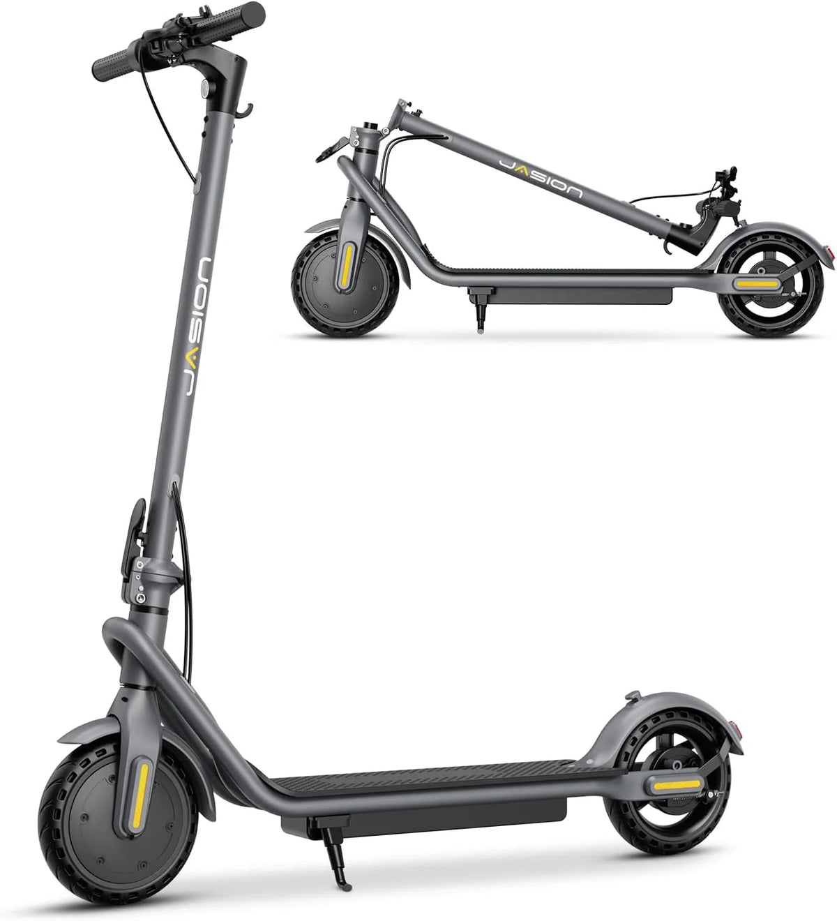 Jasion Electric Kick Scooter, 500W Peak, Up To 15.5 MPH, 19 Miles, Grey - JS2