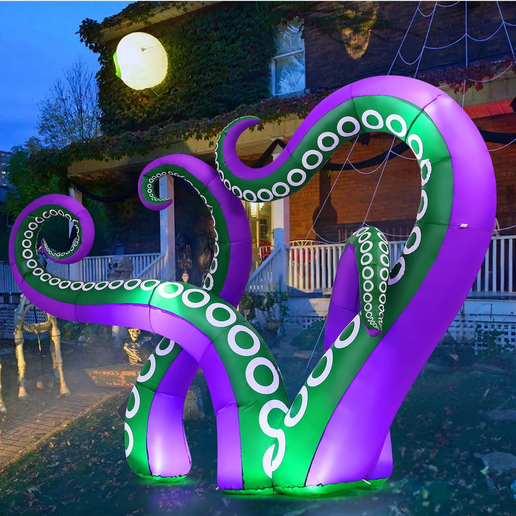 GOOSH Halloween Inflatables 7.2 FT Octopus Tentacles Inflatable with Built-in LEDs, Halloween Inflatable Octopus Blow Up Octopus Tentacles, Outdoor Halloween Decorations for Holiday Party