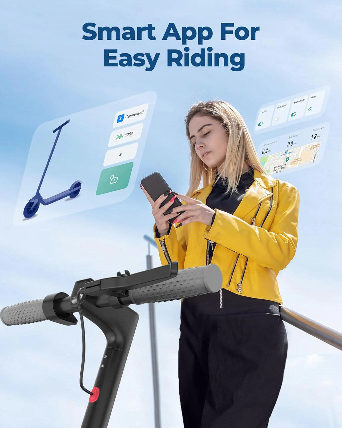 Electric Scooter 10 Inch Solid Tires, 500W, Dual Suspension