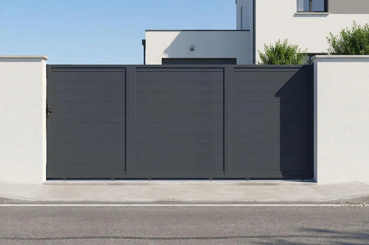 Casanoov Aluminium Folding Driveway Gate 4m x 160cm Grey - KIT-000024