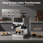 AIRMSEN Espresso Machine With Grinder, 20-Bar, 1350W, 63oz, Brushed Stainless Steel