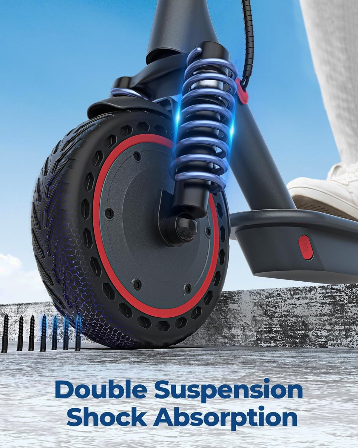 Electric Scooter 10 Inch Solid Tires, 500W, Dual Suspension