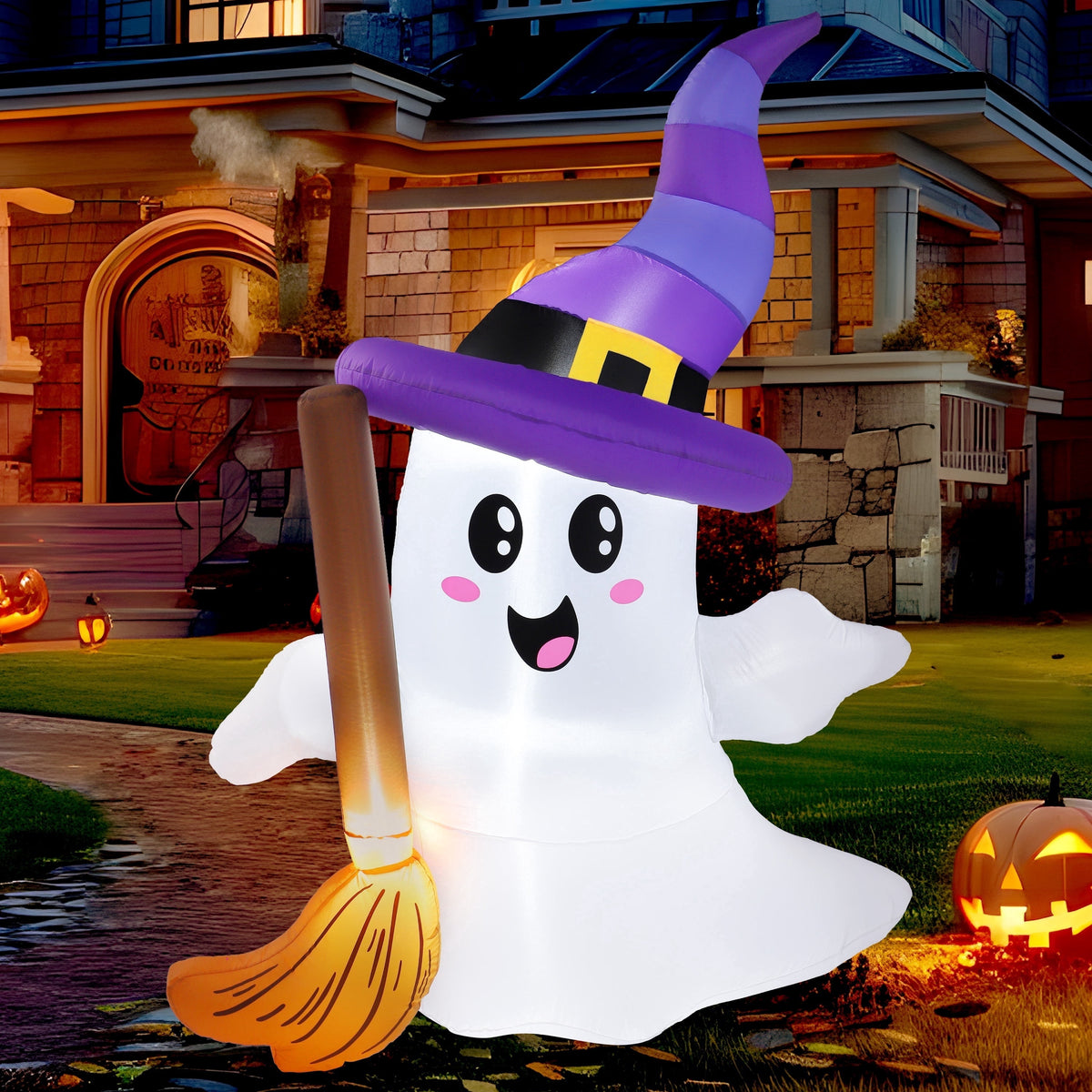 Joyfy 5ft Halloween Inflatables Light up Cute Ghost