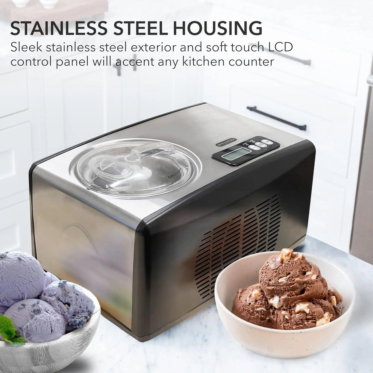 Whynter Rolled Ice Cream Maker With Compressor, 0.5-Quart Stainless Steel - ICR-300SS