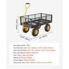 KFFKFF Steel Garden Utility Cart 900 Lbs, 38 x 22 in, 10 in Wheels, Green - V900G