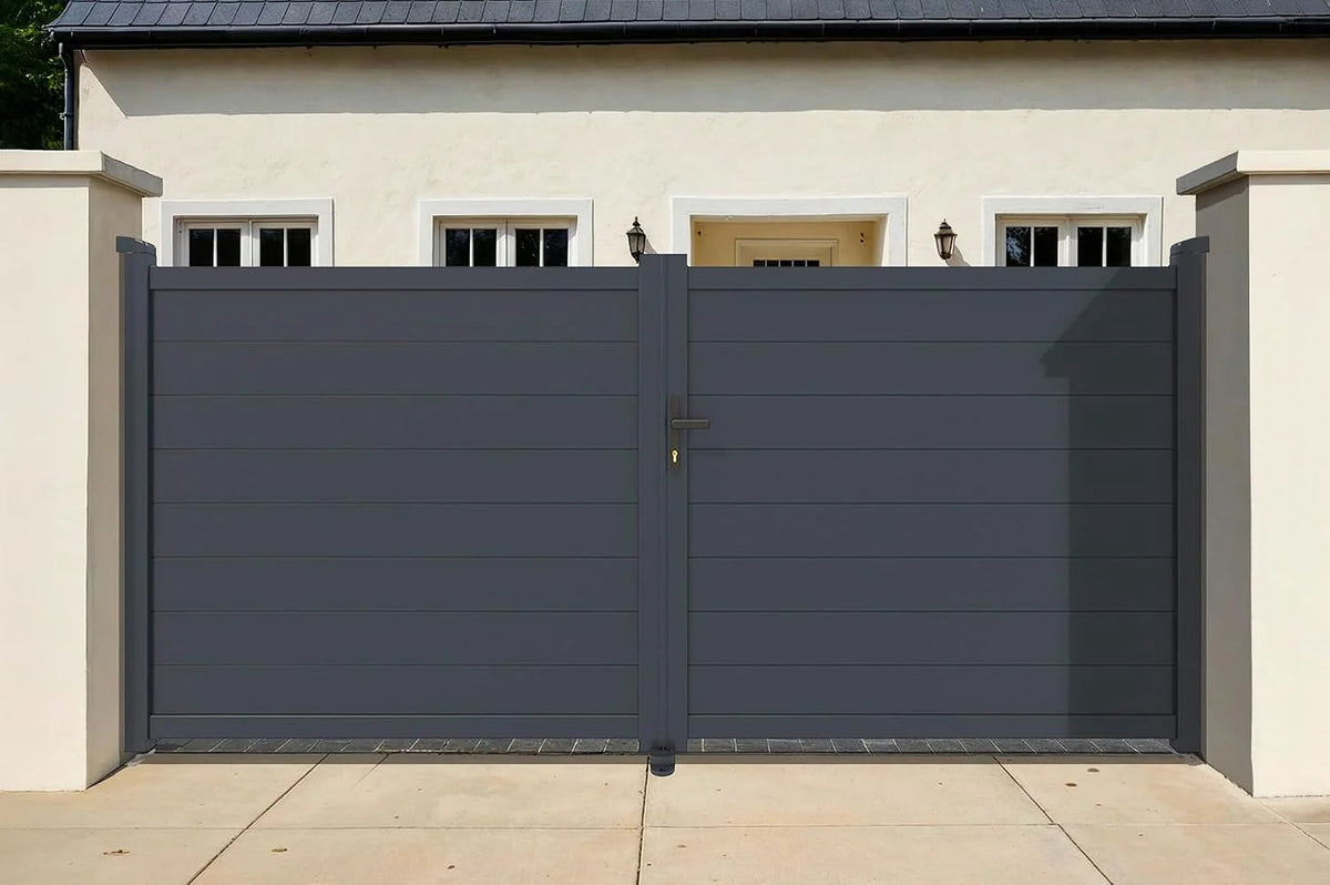 Casanoov Aluminium Folding Driveway Gate 4m x 160cm Grey - KIT-000024