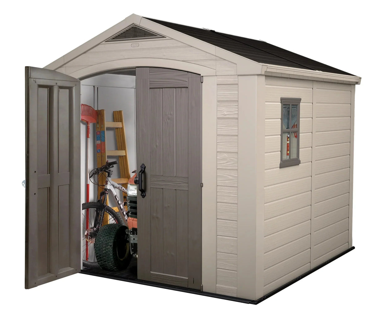 Keter Resin Outdoor Storage Shed, 8 x 11 Foot, 550 Cu. Ft., Taupe