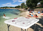 Bene Casa Foldable Domino Table With Built-In Drink Holders, 38 x 38 in, White
