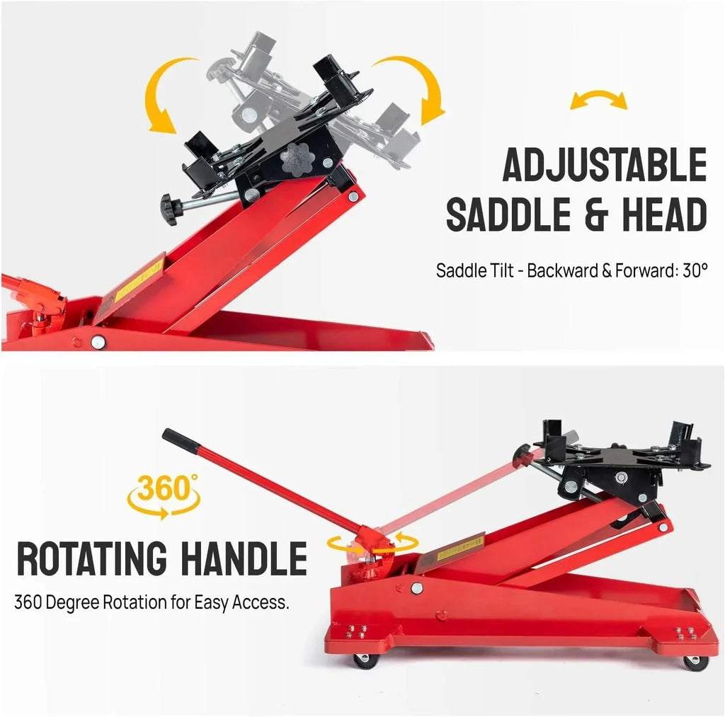 TUFFIOM Hydraulic Transmission Jack, 1,000 lb Capacity, 6.7 in. to 26.4 in., Red