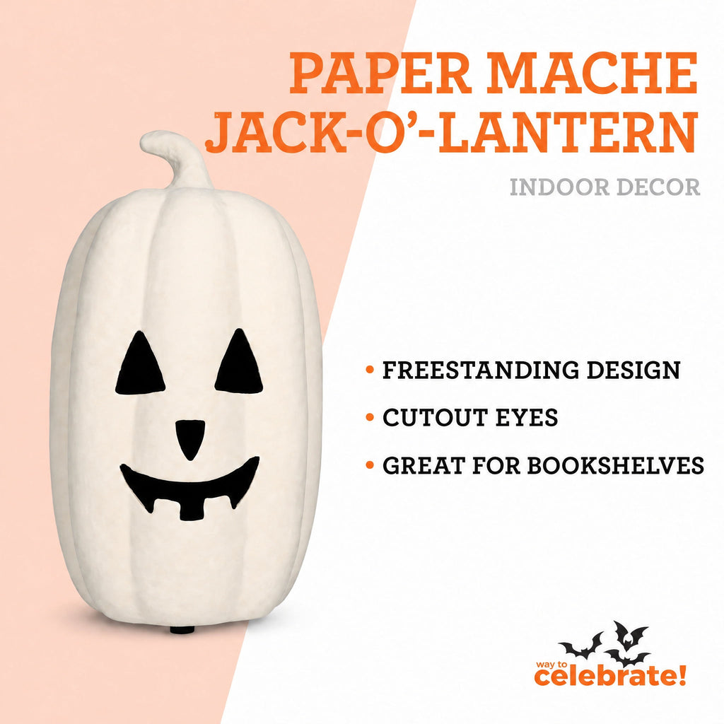 Paper Mache Jack-o'-Lantern Decoration, 12.6", Halloween by Way To Celebrate