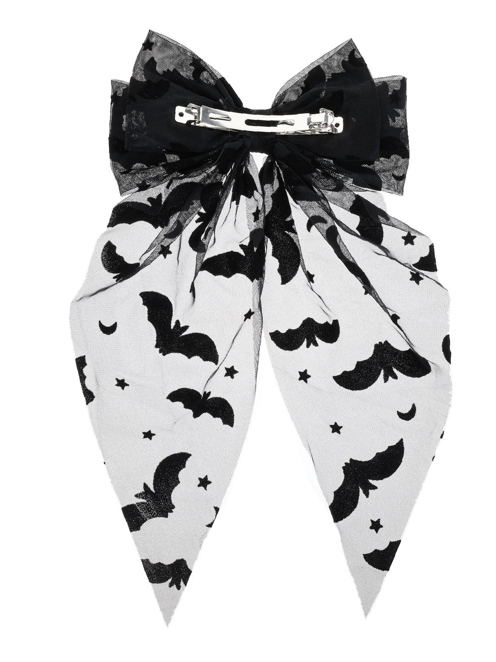 Way to Celebrate Halloween Women's Sheer Bat Hair Bow, Black, 1 Piece, Barrette Hair Clip