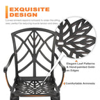 NUU GARDEN Cast Aluminum Outdoor Patio Bistro Dining Chairs, Set Of 2, Black With Gold-Painted Edge