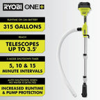 RYOBI ONE+ 18V Cordless 1/6 HP Telescoping Pole Pump With 2.0 Ah Battery And Charger - RY20UP022K