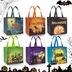 HiberyHom 12 Pcs Halloween Trick or Treat Bags with Handles, Gift Bags & Party Favor Bags for Kids, 8.27 x 5.91 x 7.87 inches
